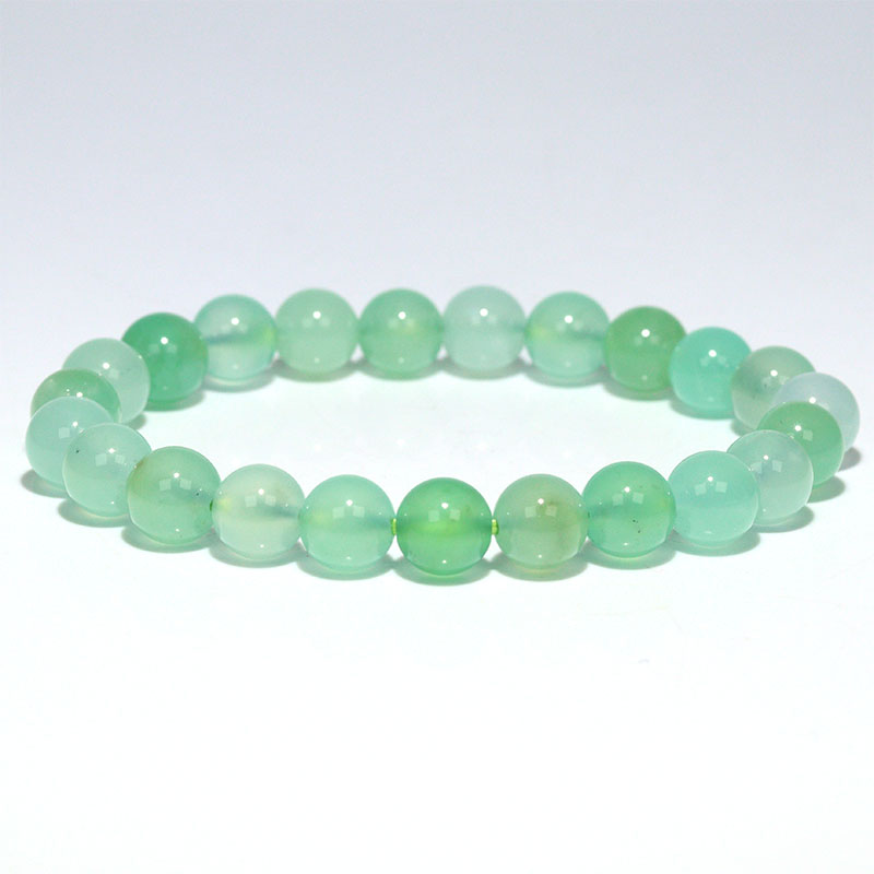 〔K2042-2〕高品質 透明度抜群 約8mm クリソプレーズ Chrysoprase 緑玉髄 ブレスレット【鑑別書付き】