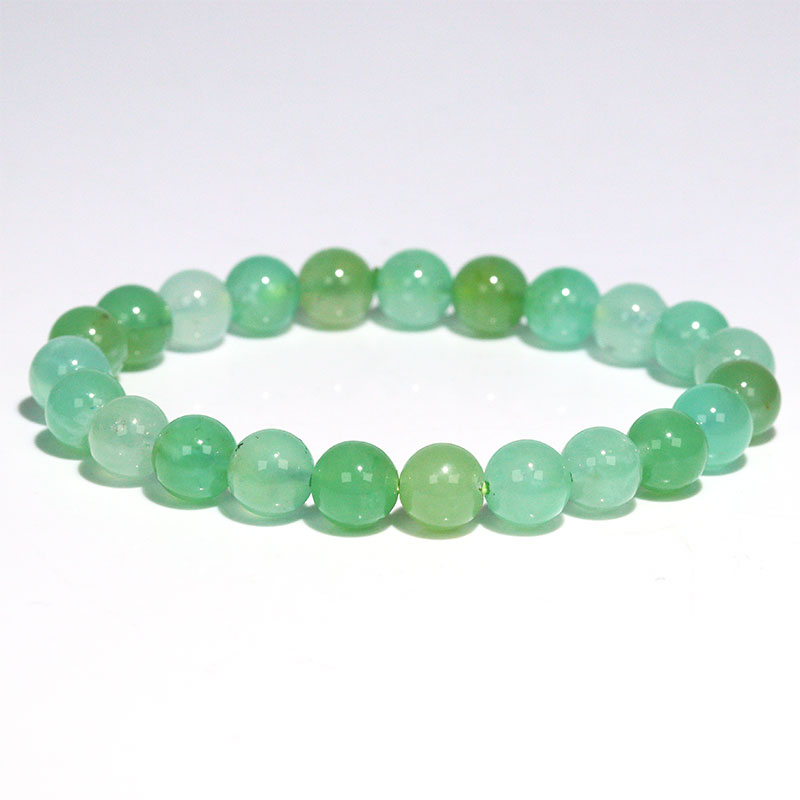 〔K2042-3〕高品質 透明度抜群 約8mm クリソプレーズ Chrysoprase 緑玉髄 ブレスレット【鑑別書付き】