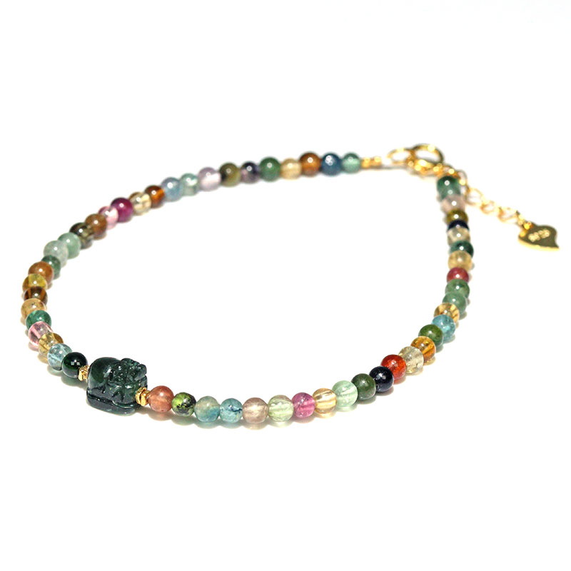 〔K2044-1〕お買い得 約3mm トルマリン ヒキュウ Tourmalineブレスレット【FOREST 天然石 パワーストーン】