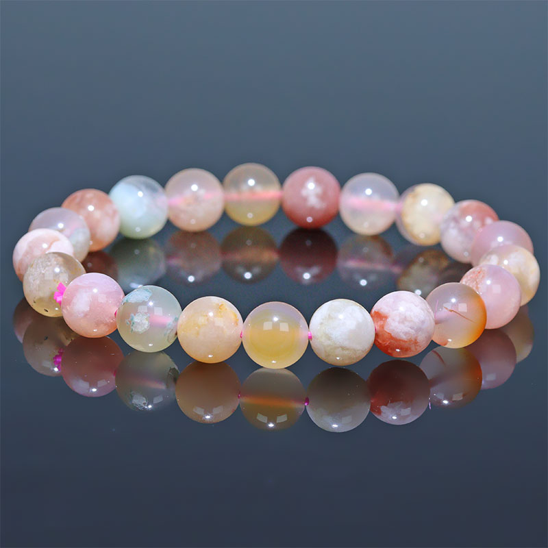 〔K2045〕約9mm 桜瑪瑙  チェリーブロッサムアゲートブレスレット【ランダム発送】