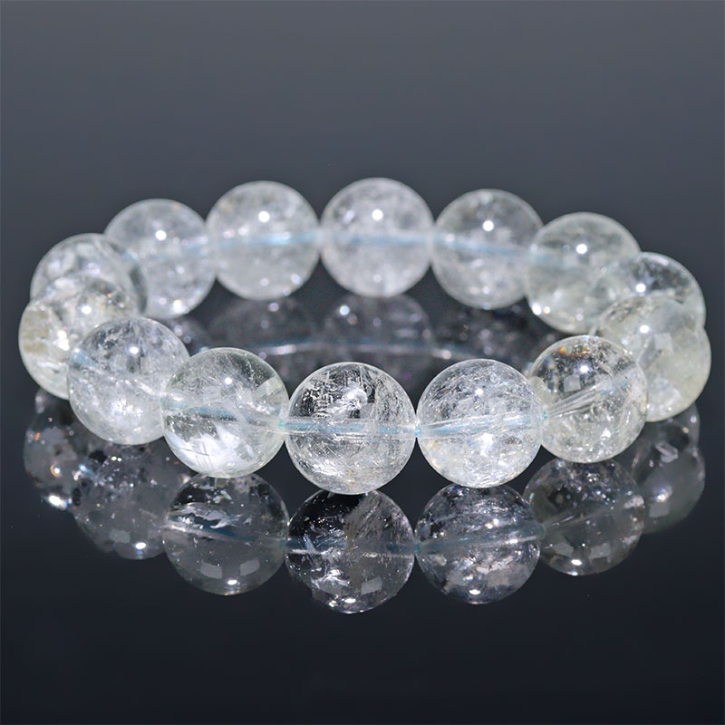 〔K2046-1〕希少天然色 約15mm ヒマラヤ産 アクアマリン Aquamarine ブレスレット