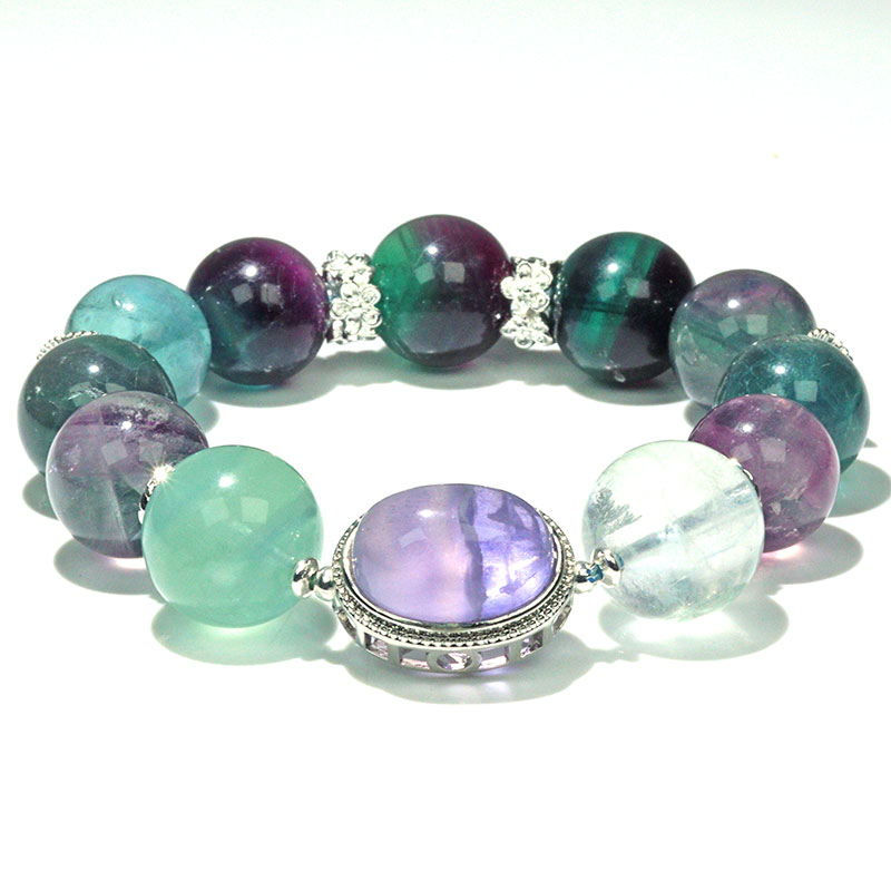 〔K2048〕フローライトデザインブレスレット  蛍石 Fluorite【ランダム発送】