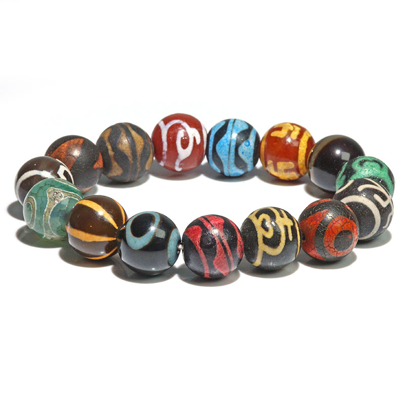 〔K2052〕約14mm 最強天珠ミックス 瑪瑙  アゲートブレスレット【ランダム発送】