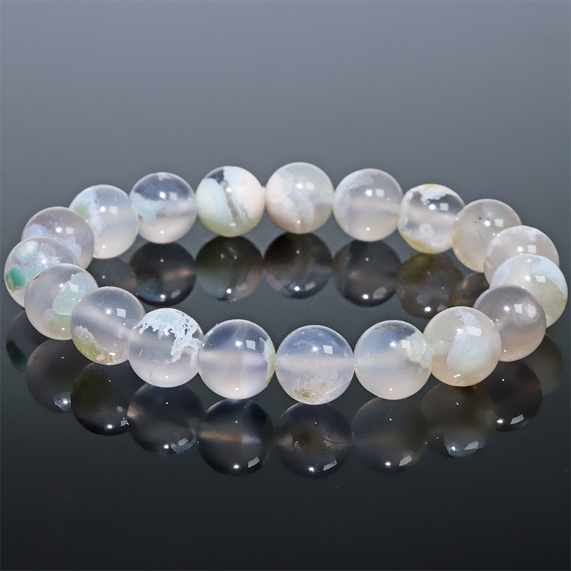 〔K2094-10m〕約10mm 緑桜瑪瑙  シリカ チェリーブロッサムアゲート ブレスレット グリーンサクラメノウ【ランダム】