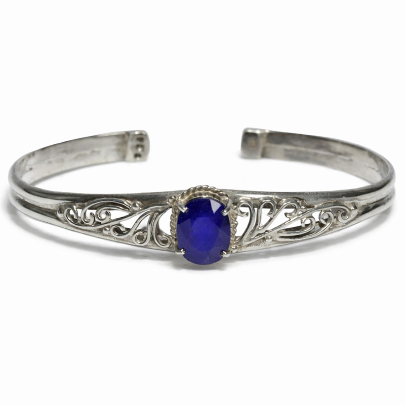 〔K2202-1〕SV925 タイ産 サファイア ブレスレット バングル Sapphire 約6.04ct