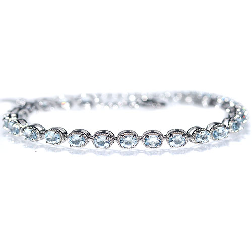 〔K2207-2〕SV925 アクアマリン Aquamarine ブレスレット テニスブレスレット
