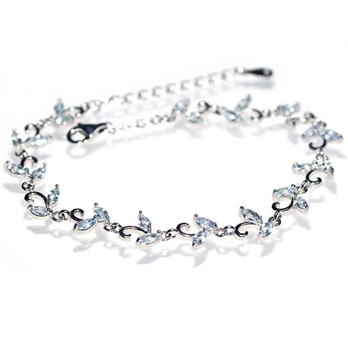 〔K2207-4〕SV925 アクアマリン Aquamarine ブレスレット テニスブレスレット