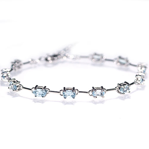 〔K2207-5〕SV925 アクアマリン Aquamarine ブレスレット テニスブレスレット