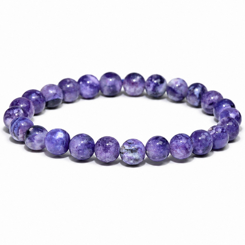〔K2252-3〕約8mm 上質ラベンダーパープル ティファニーストーン《Tiffany Stone》希少天然石ブレスレット