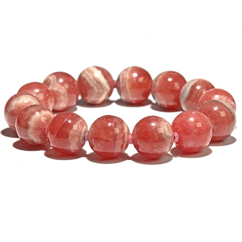 〔K2263-12〕高品質 14mm インカローズ ロードクロサイト ブレスレット Rhodochrosite 菱マンガン鉱