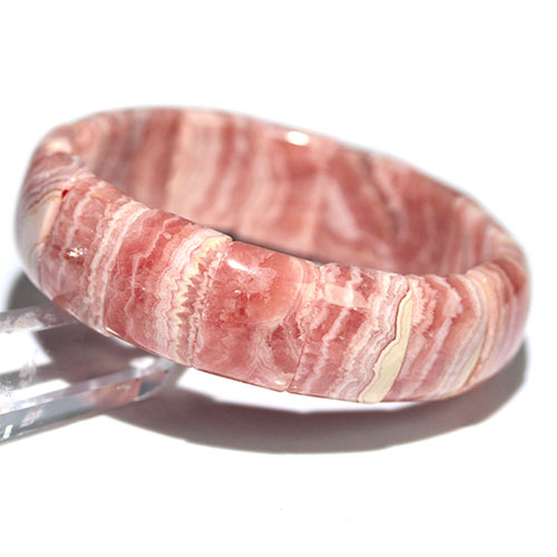 〔K2263-8〕高品質 インカローズ バングル ブレスレット Rhodochrosite ロードクロサイト 菱マンガン鉱