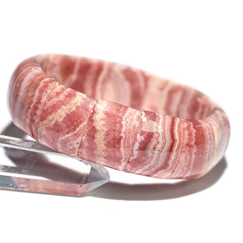 〔K2263-9〕高品質 インカローズ バングル ブレスレット Rhodochrosite ロードクロサイト 菱マンガン鉱