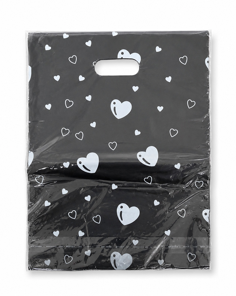 〔O52-4〕約50枚 約33x24cm 柄入り 手提げビニールバッグ アソート / Plastic Shopping Gift Bags