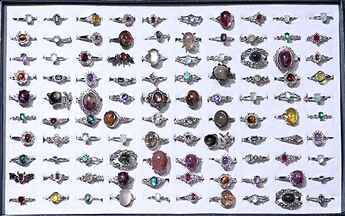 〔R374-21〕お買い得 天然石 箱売り リング 100個 指輪 フリーサイズ  まとめ売り アクセサリーリング【メール便不可】