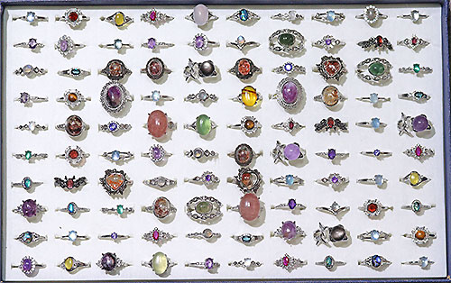〔R374-22〕お買い得 天然石 箱売り リング 100個 指輪 フリーサイズ  まとめ売り アクセサリーリング【メール便不可】