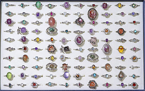 〔R374-24〕お買い得 天然石 箱売り リング 100個 指輪 フリーサイズ  まとめ売り アクセサリーリング【メール便不可】