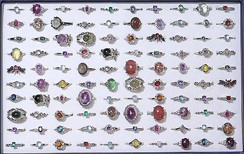 〔R374-27〕お買い得 天然石 箱売り リング 100個 指輪 フリーサイズ  まとめ売り アクセサリーリング【メール便不可】