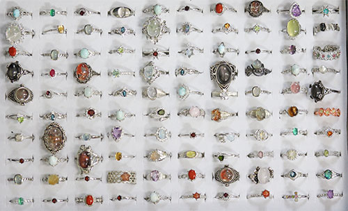 〔R374-39〕お買い得 天然石 箱売り リング 100個 指輪 フリーサイズ  まとめ売り アクセサリーリング