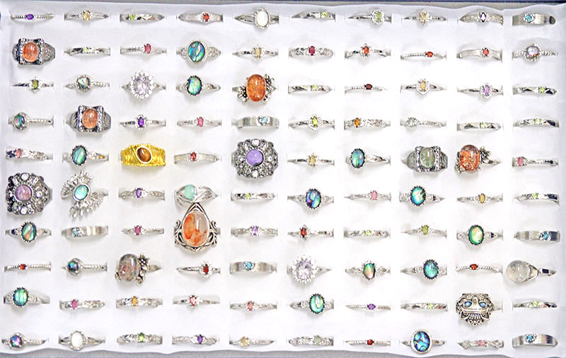〔R374-45〕お買い得 天然石 箱売り リング 100個 指輪 フリーサイズ  まとめ売り アクセサリーリング