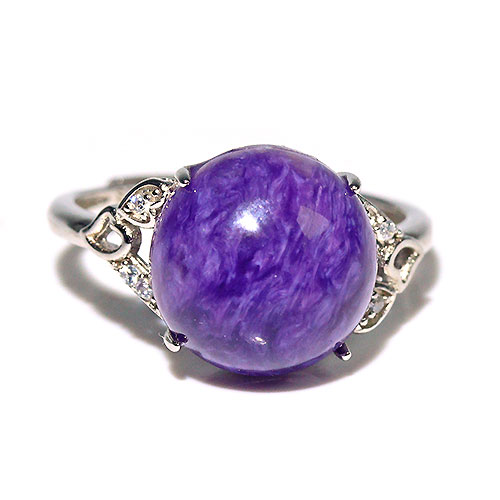 〔R418-3〕チャロアイト リング sv925 Charoite チャロ石 リング 指輪 サイズフリー