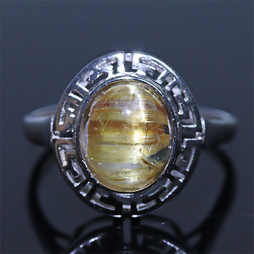 〔R445-2〕キャッツアイルチルクォーツ リング 指輪 SV925 Rutilated Quartz【FOREST 天然石 パワーストーン】