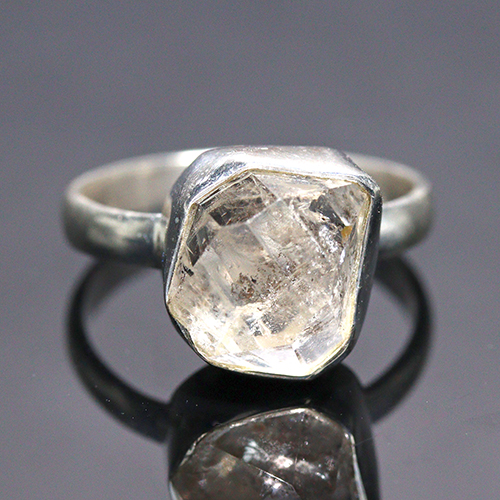 〔R470-3〕約17号 ニューヨーク州 ハーキマーダイヤモンド リング SV925 Herkimer diamond ギャランティーカード付