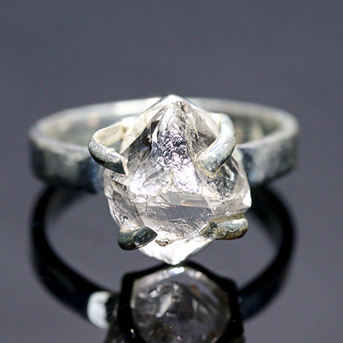 〔R470-6〕約14号 ニューヨーク州 ハーキマーダイヤモンド リング SV925 Herkimer diamond ギャランティーカード付