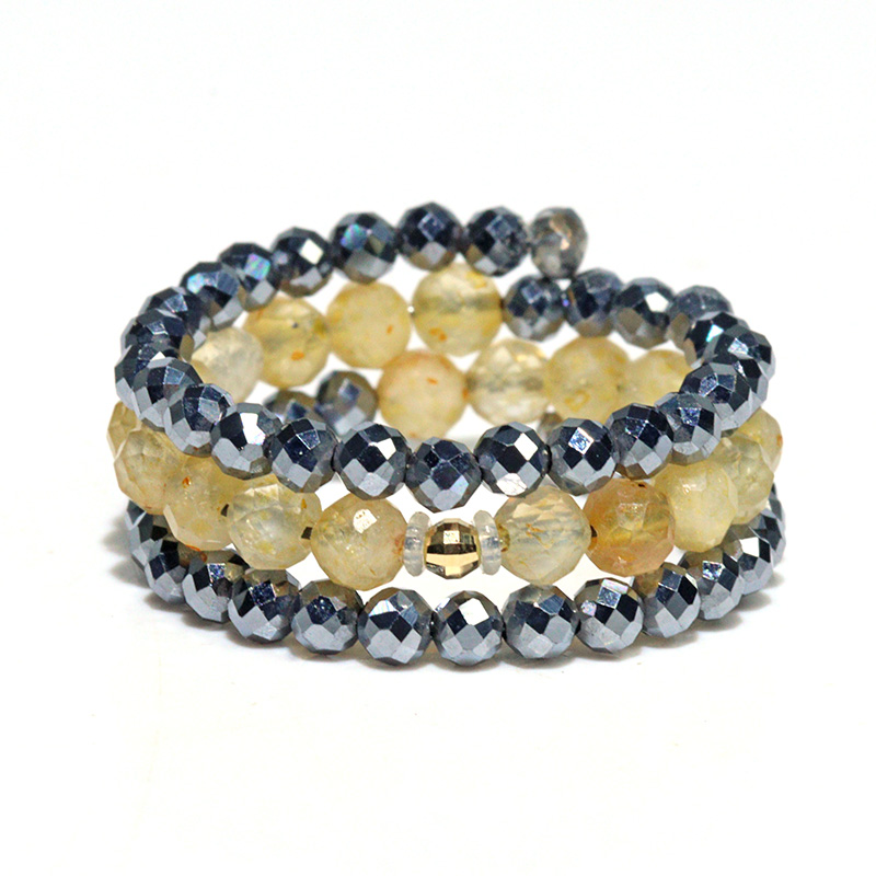 〔R481-1〕Citrine シトリン テラヘルツ 形状記憶 リング 指輪 フリーサイズ 【ランダム発送】