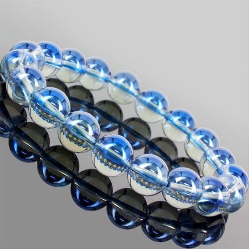 〔VGR40-6m〕約6mm アクアオーラガラス ビーズ ブレスレット Aqua Aura Glass Beads 蒼虹光沢