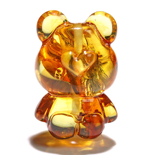 〔Z59-18〕クマちゃん アンバー 琥珀 ビーズ 貫通穴 Amber【FOREST 天然石 パワーストーン】