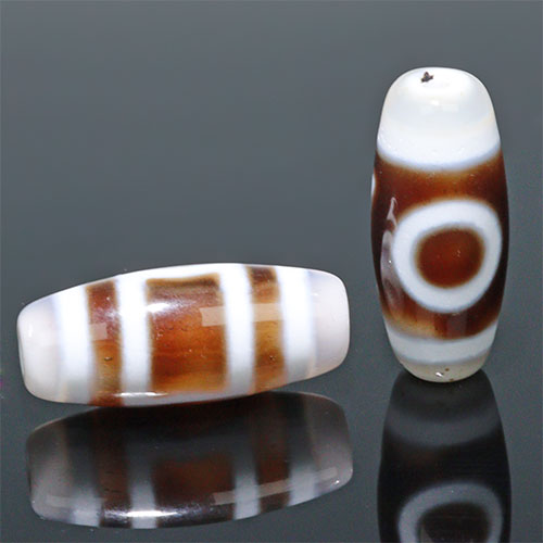 〔Z66-3〕【 天珠】約28x12mm 天地天珠 守り 開運 風水 【ランダム発送】【FOREST 天然石 パワーストーン】