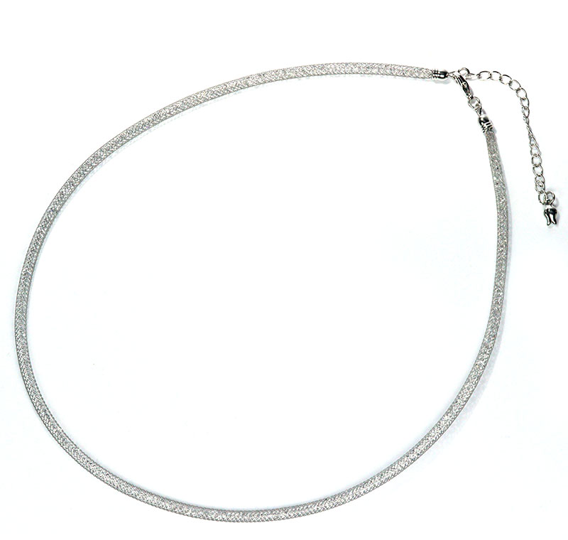 〔n1-32s〕1本 シルバーカラー きらきらクリスタルメッシュネックレス 3mm エレガント サージカルステンレス