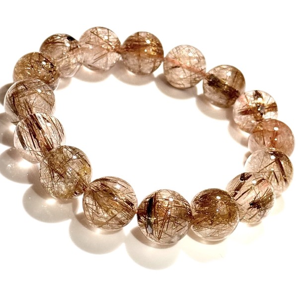 〔K2084-1〕透明度が高い 針がみちみち オレンジルチルクォーツ ブレスレット Orange Rutile Quartz