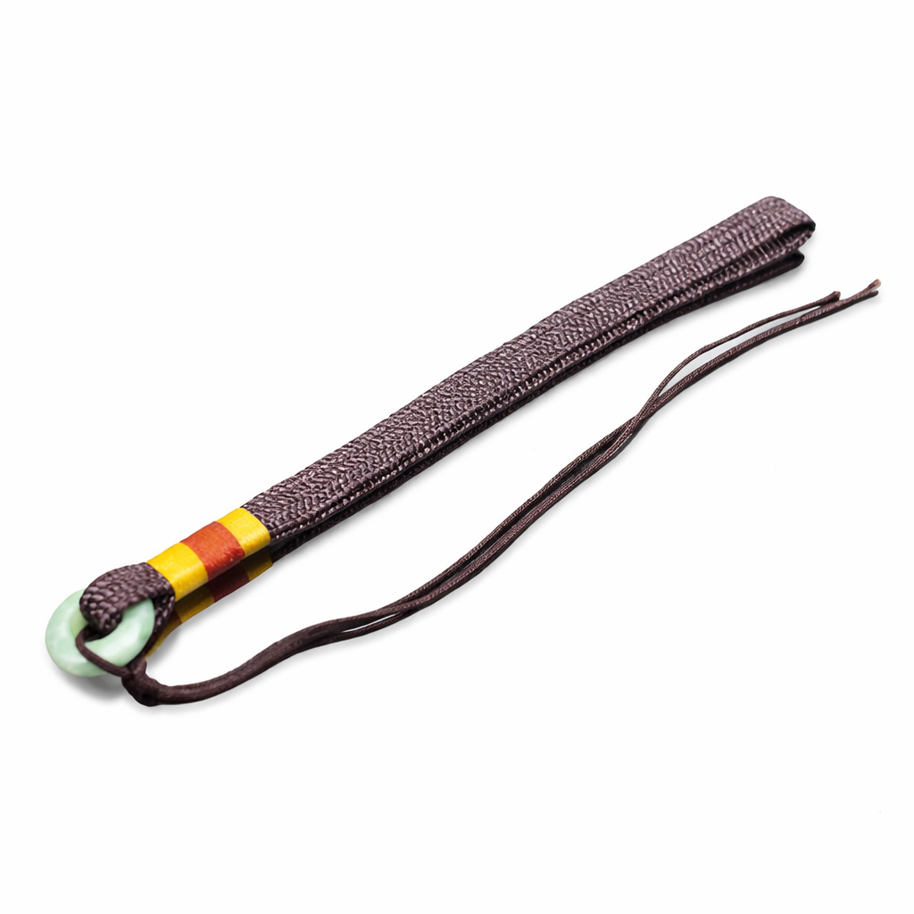 ストラップパーツ丸カン翡翠（ヒスイ）付き 1本　ブラウン 〔G3-190brown〕