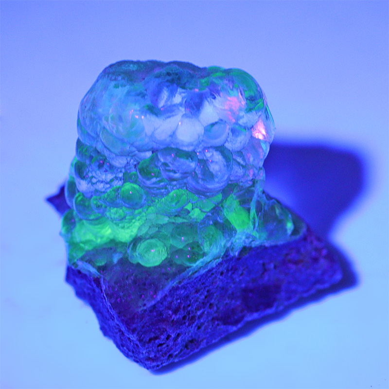〔D356-43〕希少 メキシコ産 蛍光 ハイアライトオパール 玉滴石 Hyalite Opal 結晶 原石1個売り【メール便不可】