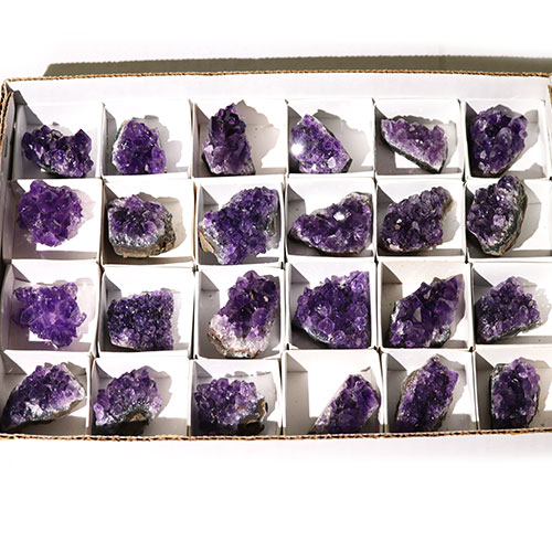 〔D360box-1〕超お買い得！激安1箱 ブラジル産 アメジストクラスター 24個i入り 【箱売り】【メール便不可】