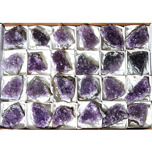 〔D360box-4〕超お買い得！激安1箱 ブラジル産 アメジストクラスター 24個入り 【箱売り】【メール便不可】