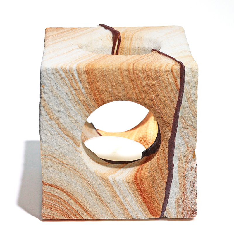 〔D459-12〕約9cm ナバホストーン キャンドルスタンド サンドストーン Navajo stone【アメリカ・アリゾナ州産】