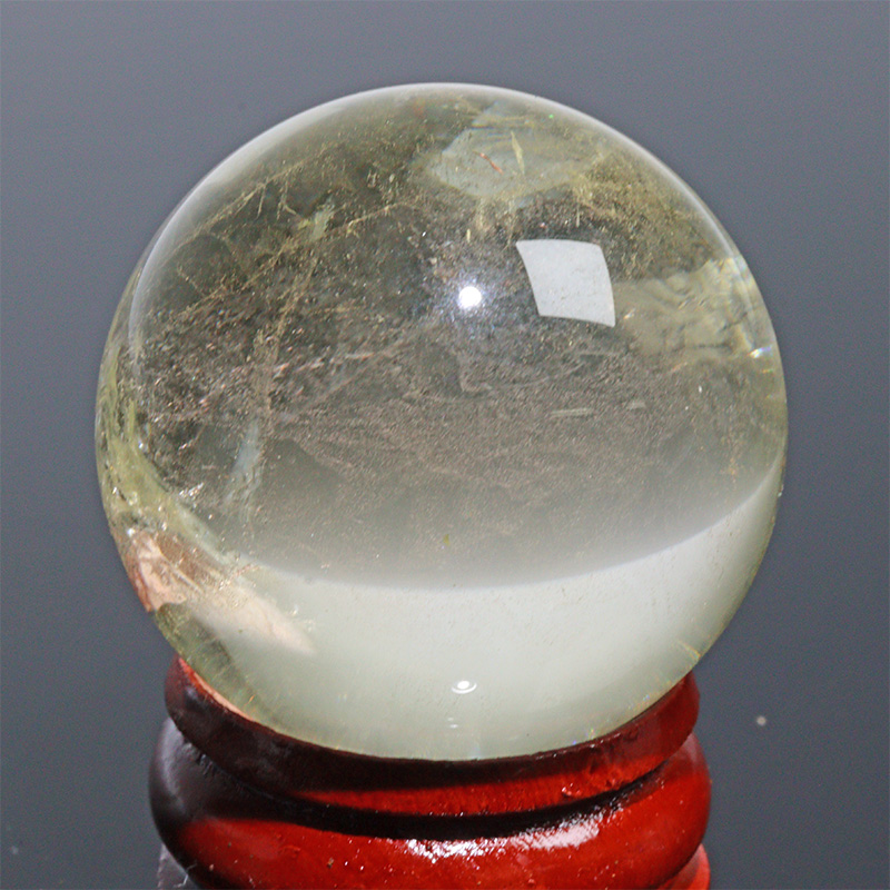 〔D471-19〕約30mm シトリン 虹入り スフィア Citrine 丸玉  黄水晶 置物 風水【メール便不可】