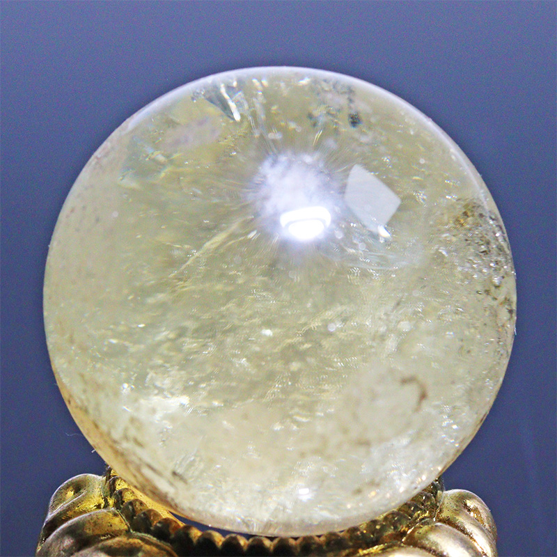 〔D471-24〕約31mm シトリン 虹入り スフィア Citrine 丸玉  黄水晶 置物 風水【メール便不可】