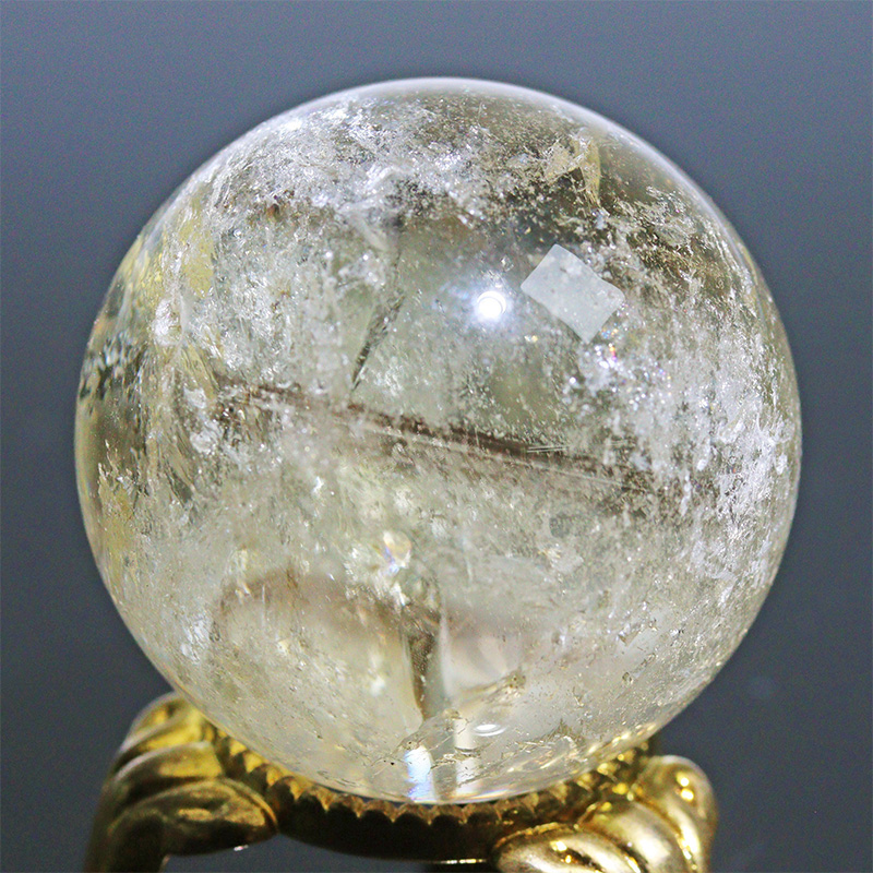 〔D471-30〕約35mm シトリンファントム スフィア Citrine 丸玉  黄水晶 置物 風水【メール便不可】
