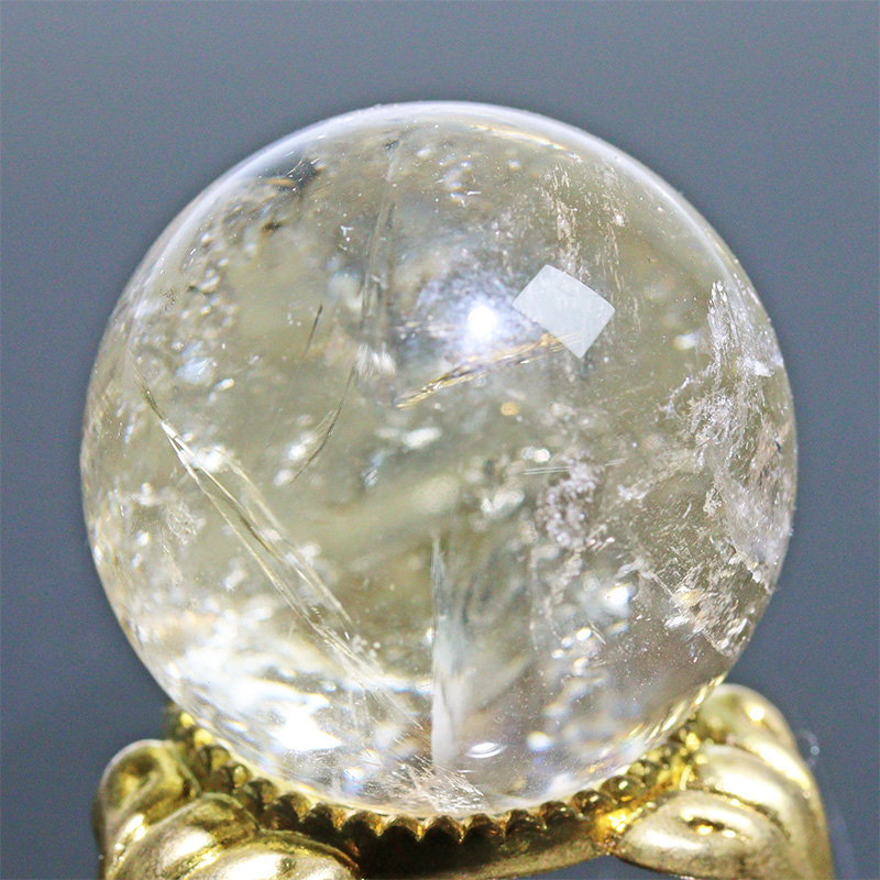 〔D471-35〕約29mm シトリン スフィア Citrine 丸玉  黄水晶 置物 風水 ヘコミあり【メール便不可】