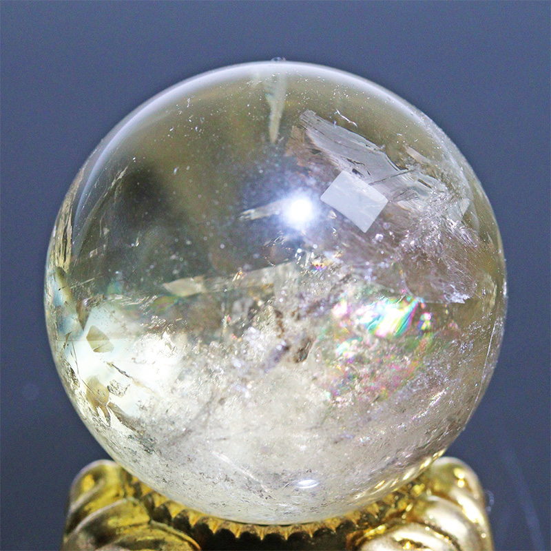 〔D471-37〕約32mm シトリン スフィア Citrine 丸玉  黄水晶 置物 風水 ヘコミあり【メール便不可】