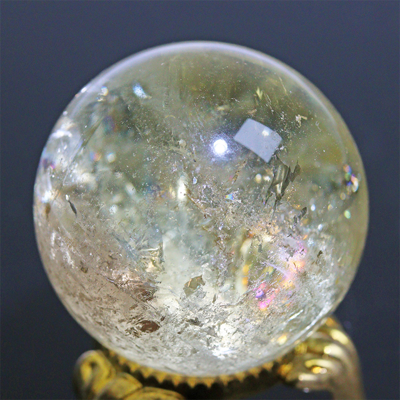 〔D471-39〕約34mm シトリン スフィア Citrine 丸玉  黄水晶 置物 風水 ヘコミあり【メール便不可】