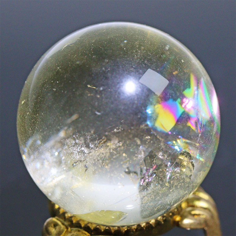 〔D471-42〕高品質 約33mm シトリン スフィア Citrine 丸玉  黄水晶 置物 風水 ヘコミあり【メール便不可】