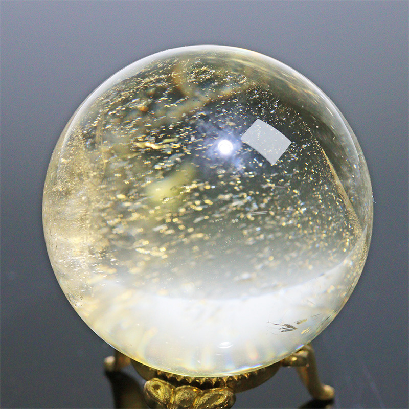 〔D471-45〕高品質 約47mm シトリン スフィア Citrine 丸玉  黄水晶 置物 風水 ヘコミあり【メール便不可】