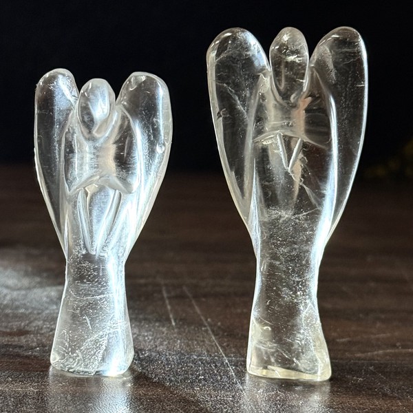 〔D478〕ブラジル水晶レムリアン エンジェル 天使彫刻 置物【ツーソン便】【FOREST 天然石 パワーストーン】