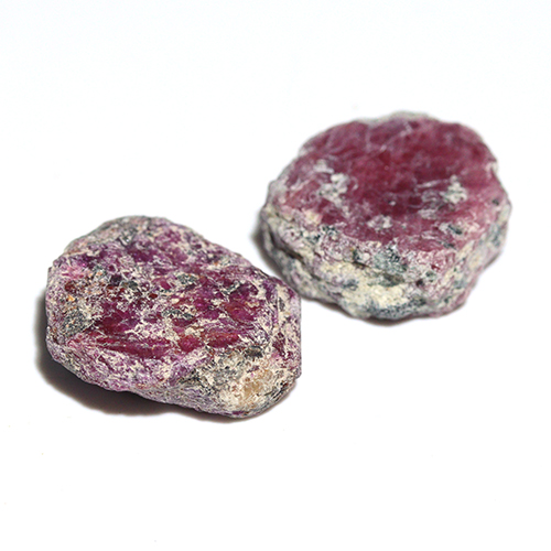 〔D485-25〕マダガスカル産 ルビー スライス Ruby 紅玉 原石 結晶