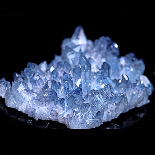 〔D494-11〕極上品 アーカンソー州産 ブルーオーラ クラスター クォーツ ARKANSAS CRYSTAL ギャランティーカード付