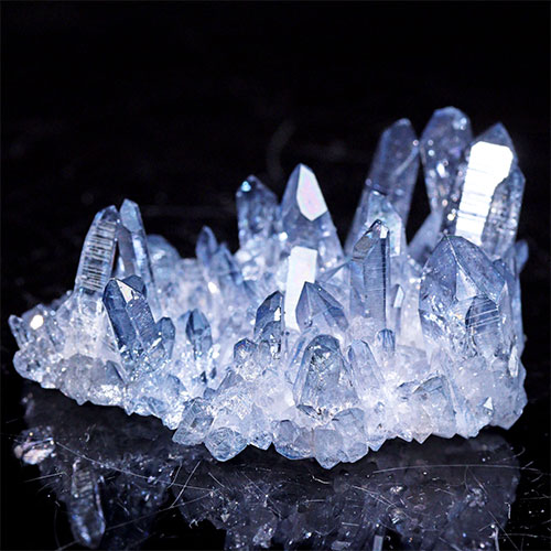 〔D494-13〕極上品 アーカンソー州産 ブルーオーラ クラスター クォーツ ARKANSAS CRYSTAL ギャランティーカード付